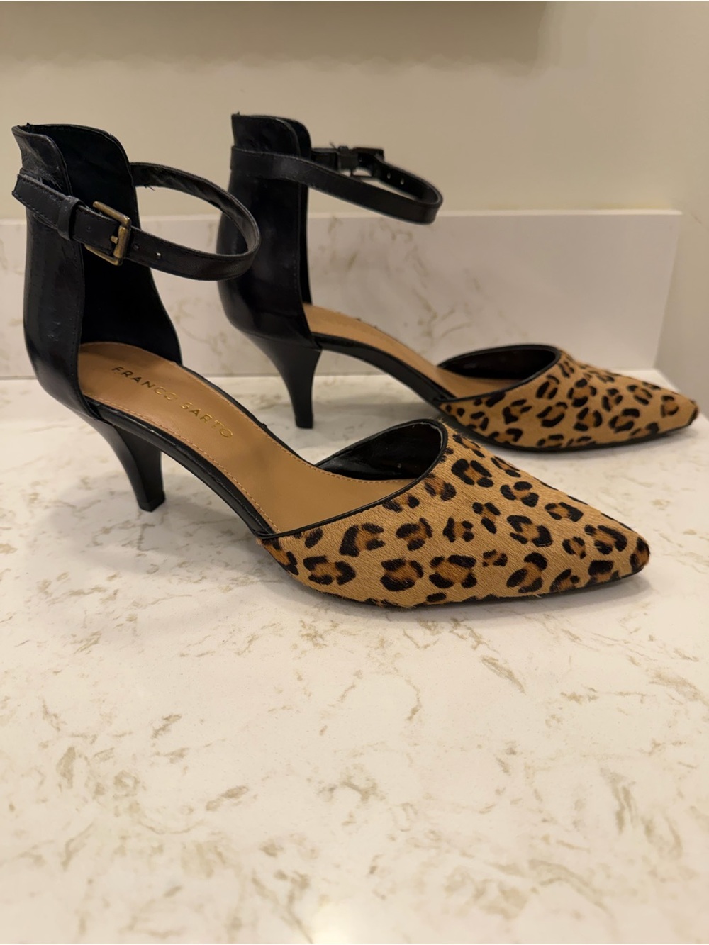 Franco Sarto Leopard Print Calf Hair Heels 8